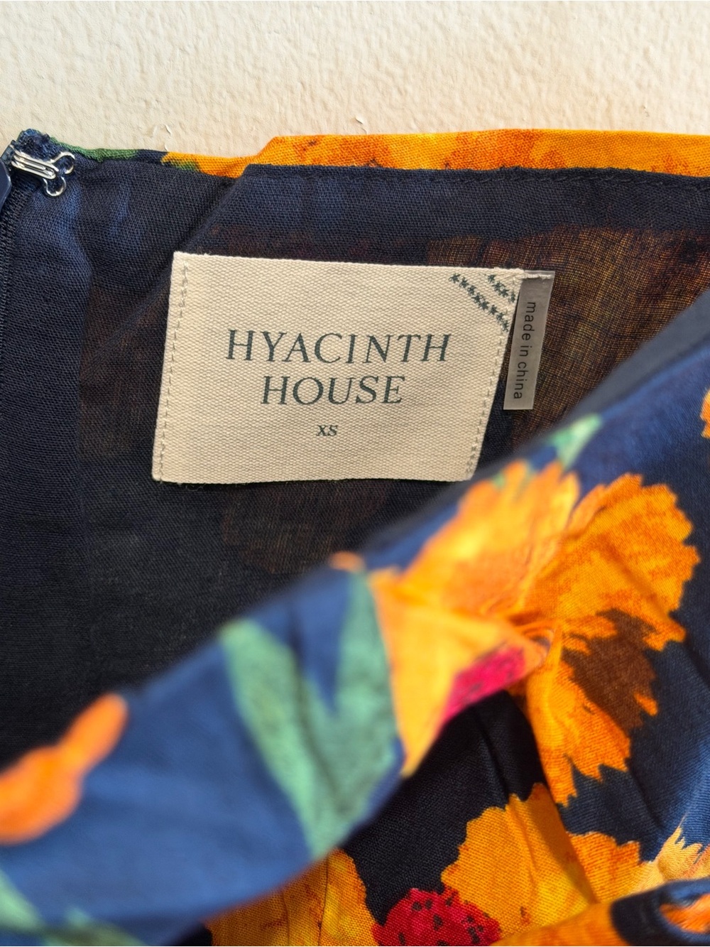 Hyacinth House Navy & Marigold Floral Ruffle Margot Midi Dress Size XS Gown - Picture 6 of 6